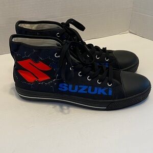Suzuki-branded high-top canvas sneakers lace up UNISEX Size 10 Men / Women 12